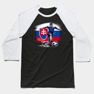 Dynamic Slovakia Soccer Star in Action - Vector Design Baseball T-Shirt